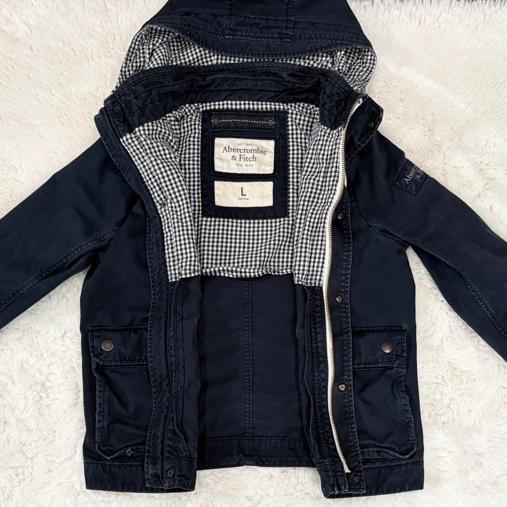 Abercrombie & Fitch Navy Hooded Men's Jacket,Size L. - Picture 15 of 17